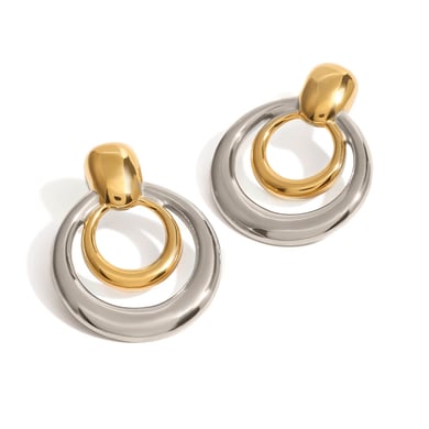 1 Paar Simple Series Klassische geometrische Titanstahl 18 Karat vergoldete Damen-Ohrstecker h5 